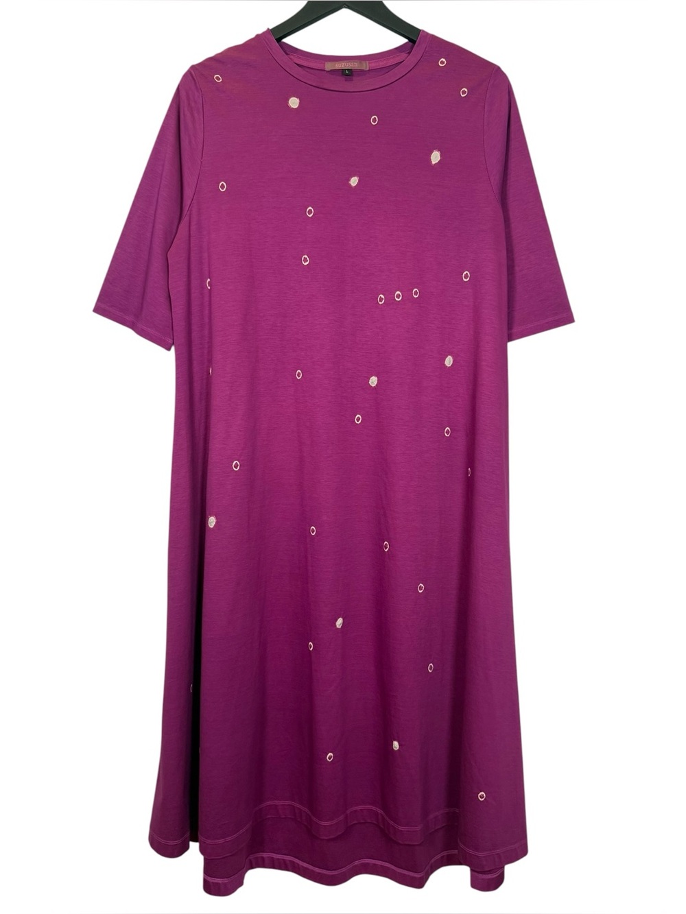Suzusan Size L Tsukidashi Kanoko Shibori Star Silky Cotton Jersey Midi Dress